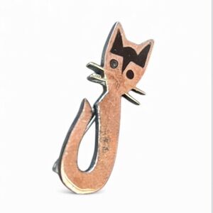 Vintage Silver Cat Brooch